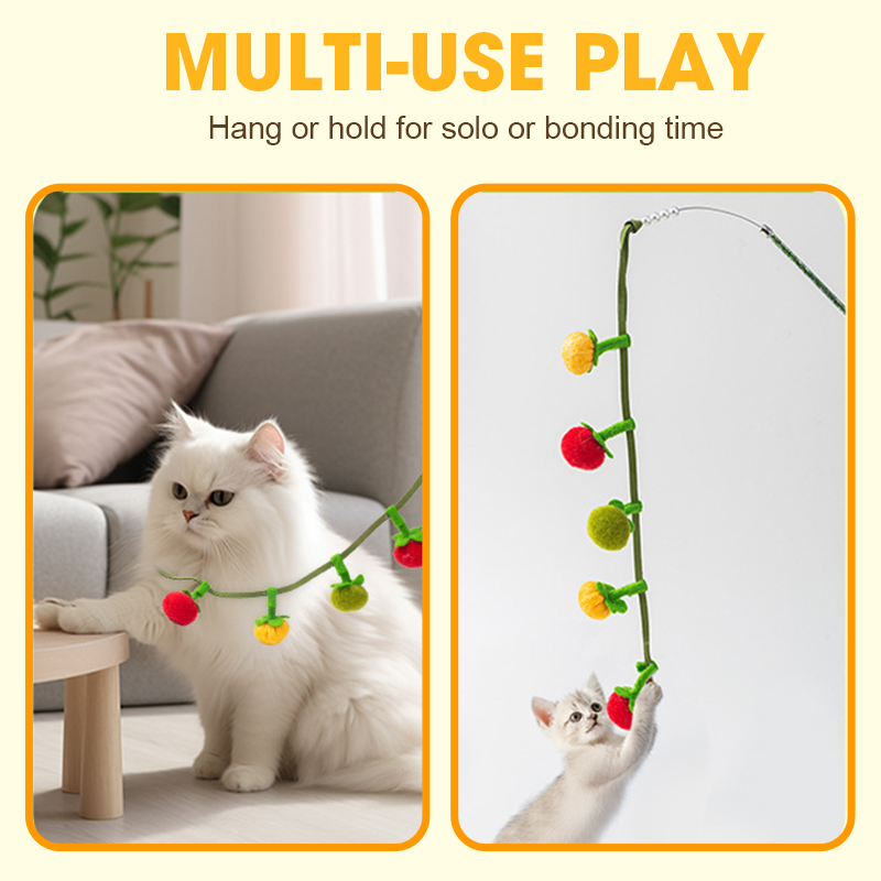 Interactive Fruit-Shaped Catnip Toy String with Bells