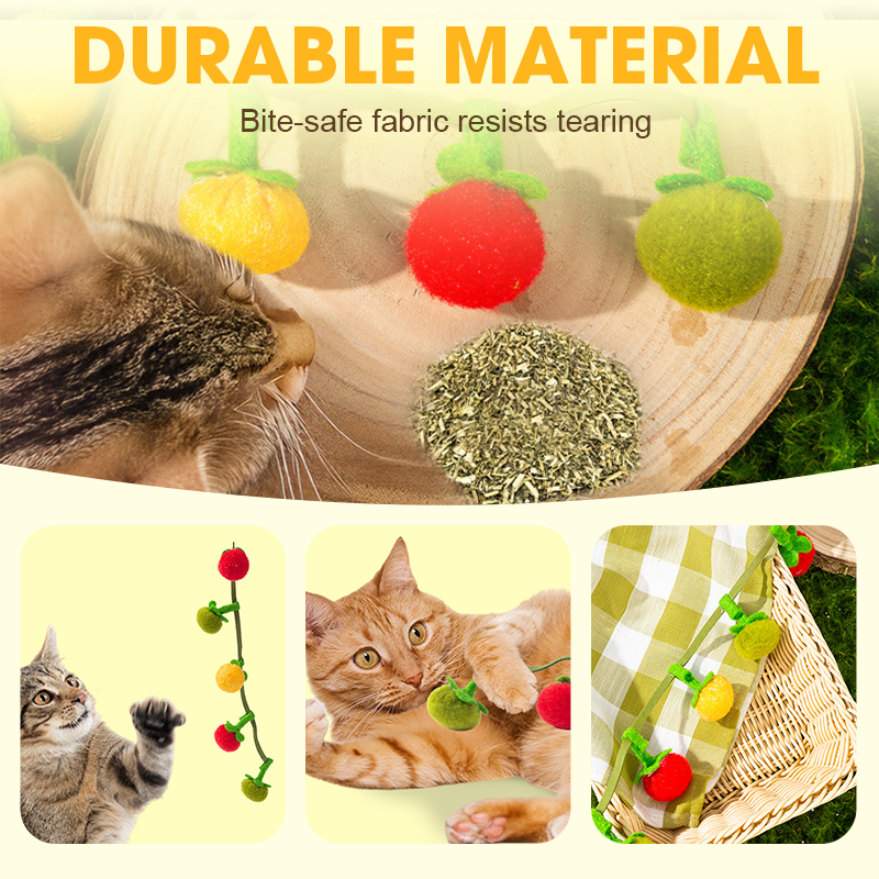 Interactive Fruit-Shaped Catnip Toy String with Bells