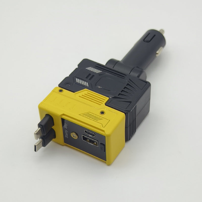 Retractable Car Charger with Starlight Projection and Quad-Port Fast Charging