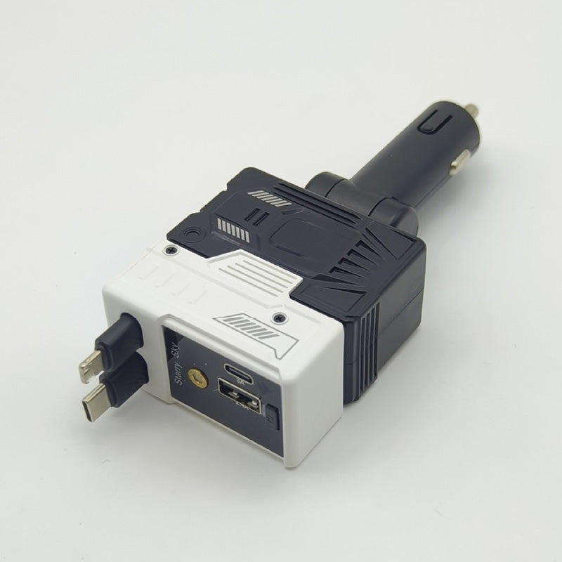 Retractable Car Charger with Starlight Projection and Quad-Port Fast Charging