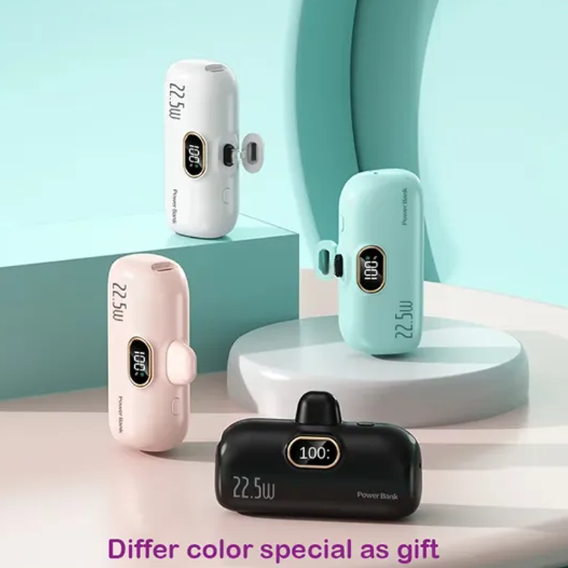 5000mAh Mini Portable Power Bank with Digital Display and 22.5W Fast Charging