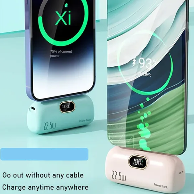 5000mAh Mini Portable Power Bank with Digital Display and 22.5W Fast Charging