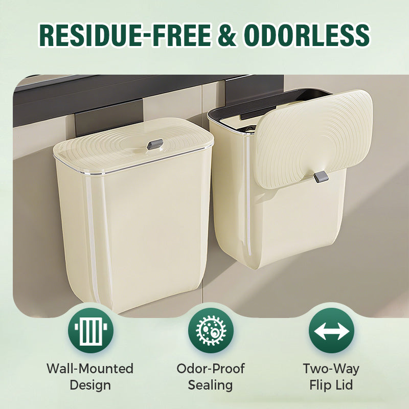 Wall-Mounted Trash Can with Flip Lid