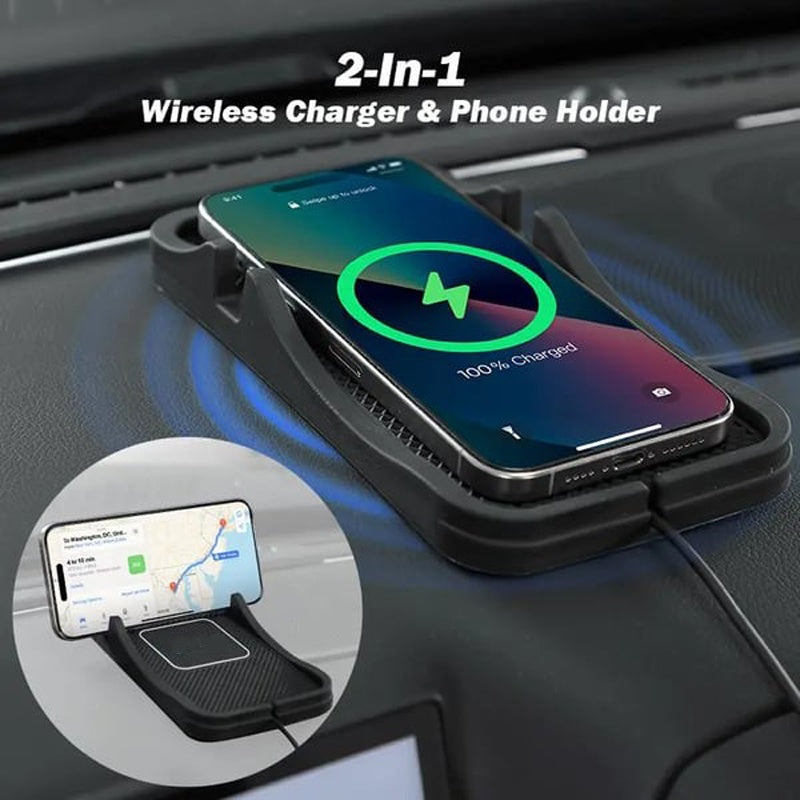 10W Wireless Car Charger Pad with Integrated Phone Stand