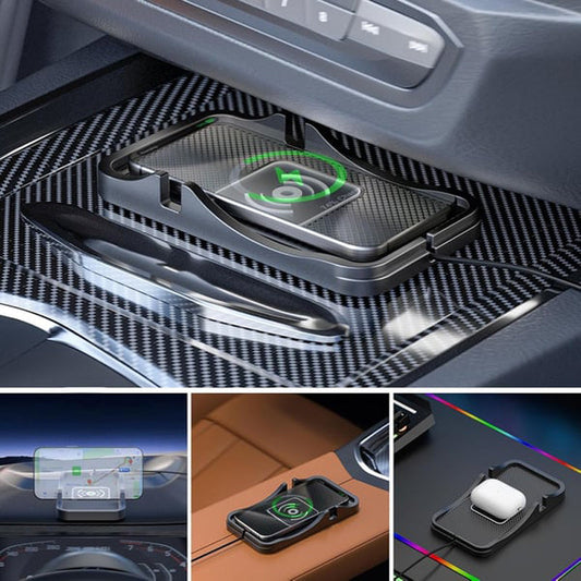 10W Wireless Car Charger Pad with Integrated Phone Stand