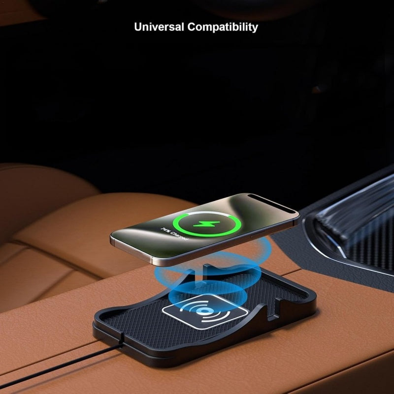 10W Wireless Car Charger Pad with Integrated Phone Stand