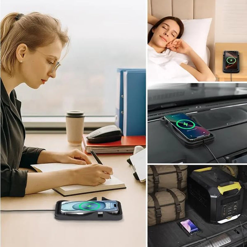 10W Wireless Car Charger Pad with Integrated Phone Stand