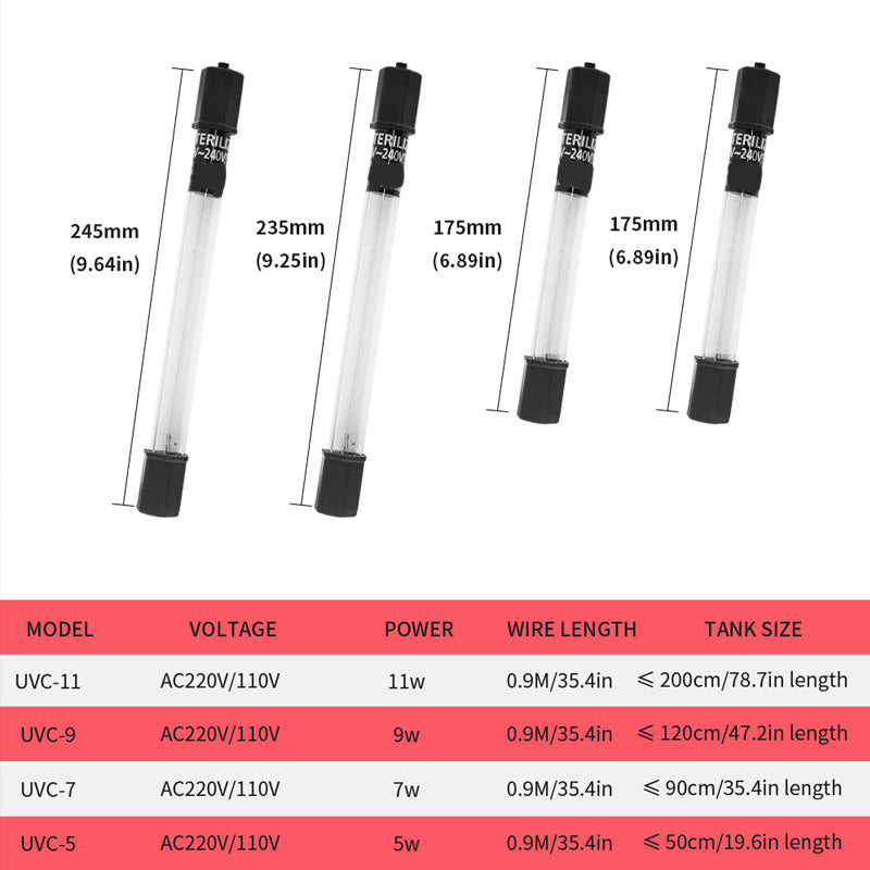 Submersible UV Sterilizer with Timer for Aquarium Water Treatment