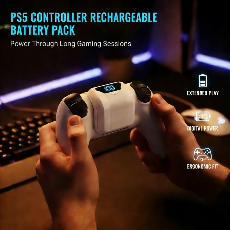 PS5 Controller Rechargeable Battery Pack 1500mAh White