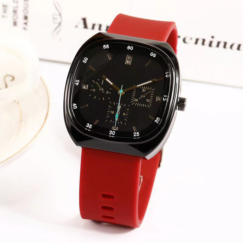 Men's Large Dial Quartz Watch with Silicone Strap