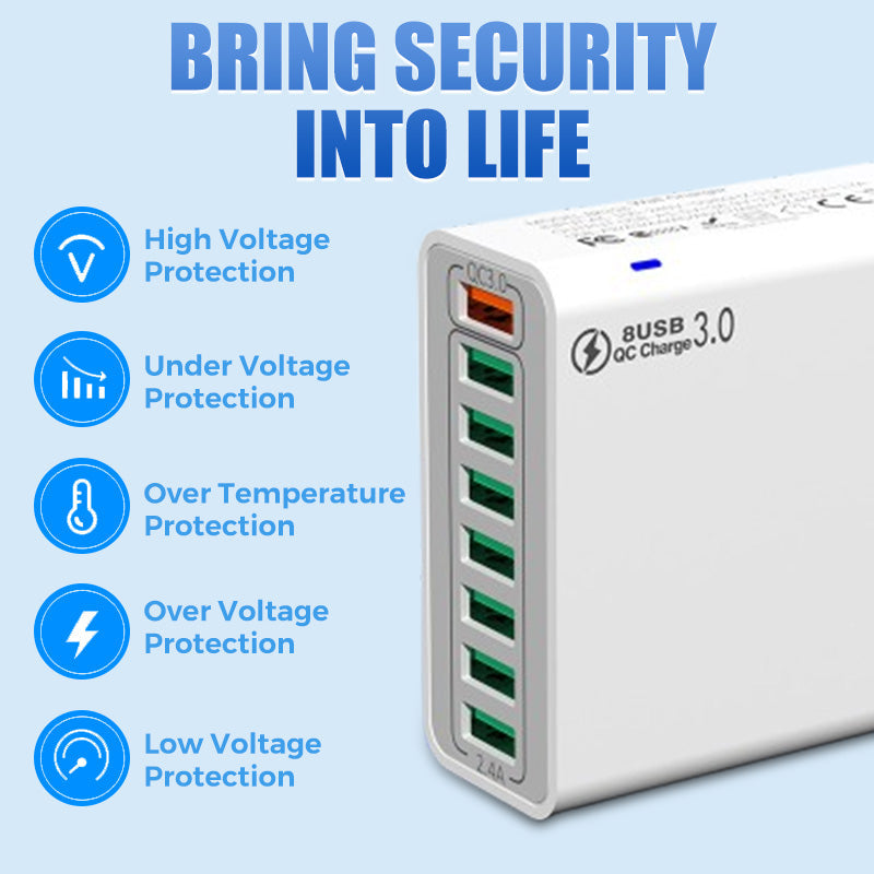 8-Port USB Fast Charger with Smart Charging Technology