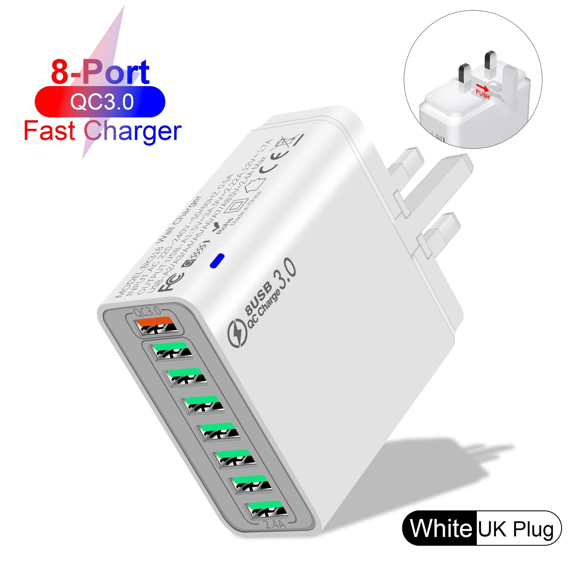 8-Port USB Fast Charger with Smart Charging Technology