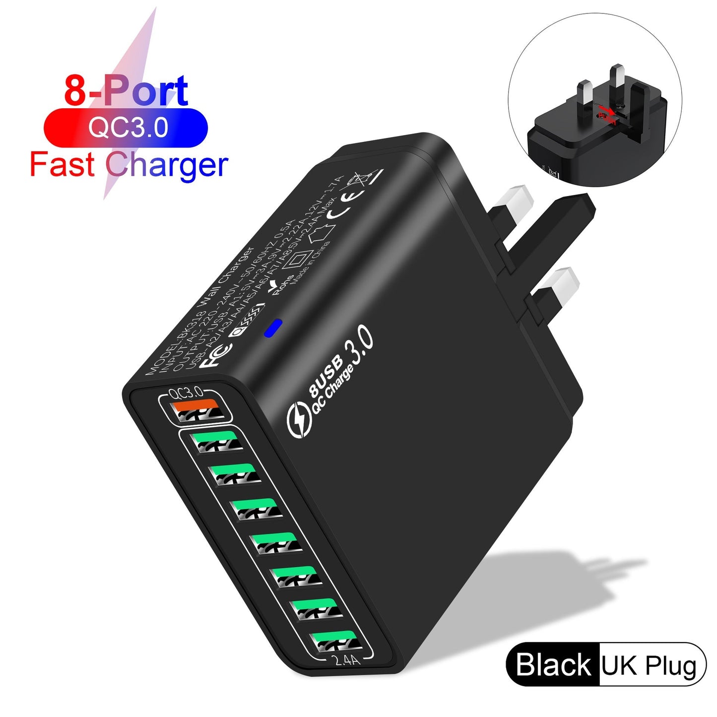 8-Port USB Fast Charger with Smart Charging Technology