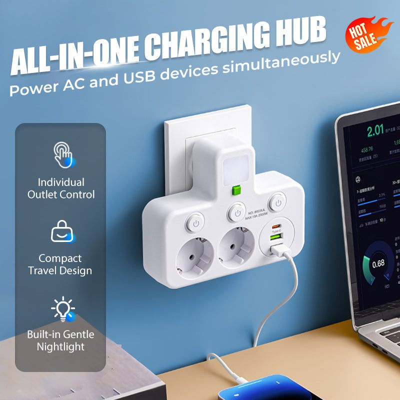 Smart Power Strip with USB Ports and Individual Switches