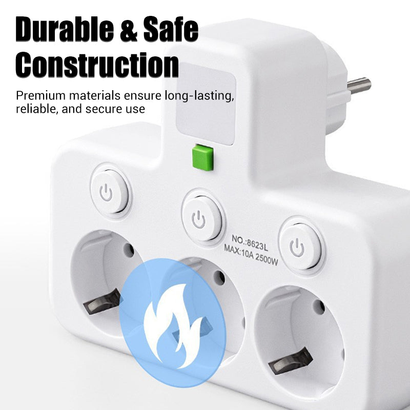 Smart Power Strip with USB Ports and Individual Switches