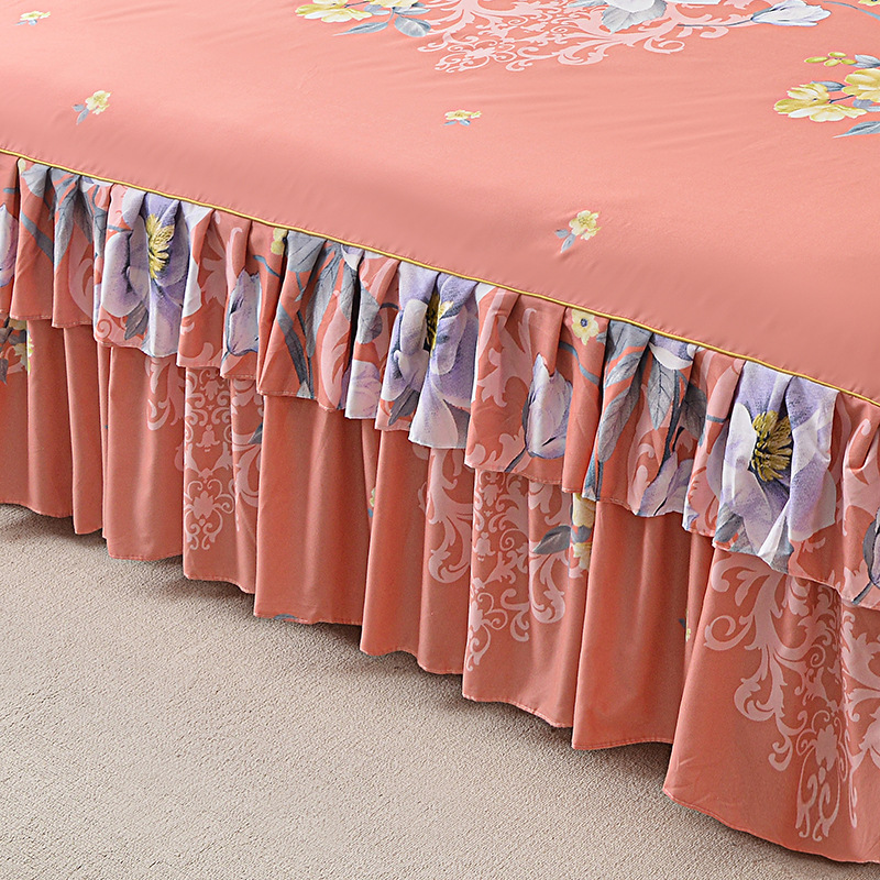 3-Piece Ruffled Bed Skirt Set with Pillowcases