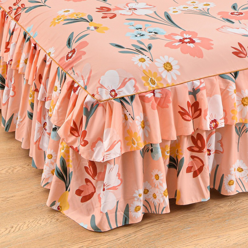 3-Piece Ruffled Bed Skirt Set with Pillowcases