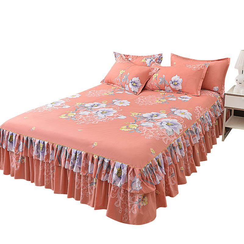 3-Piece Ruffled Bed Skirt Set with Pillowcases
