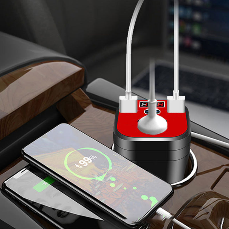 Car Cup Inverter 200W with 2 AC Outlets and 3 USB Ports