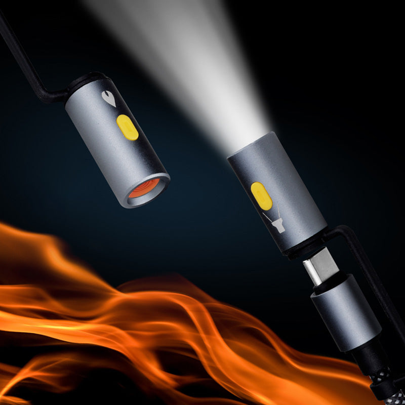 6-in-1 Braided Charging Cable with LED Light and Flameless Lighter