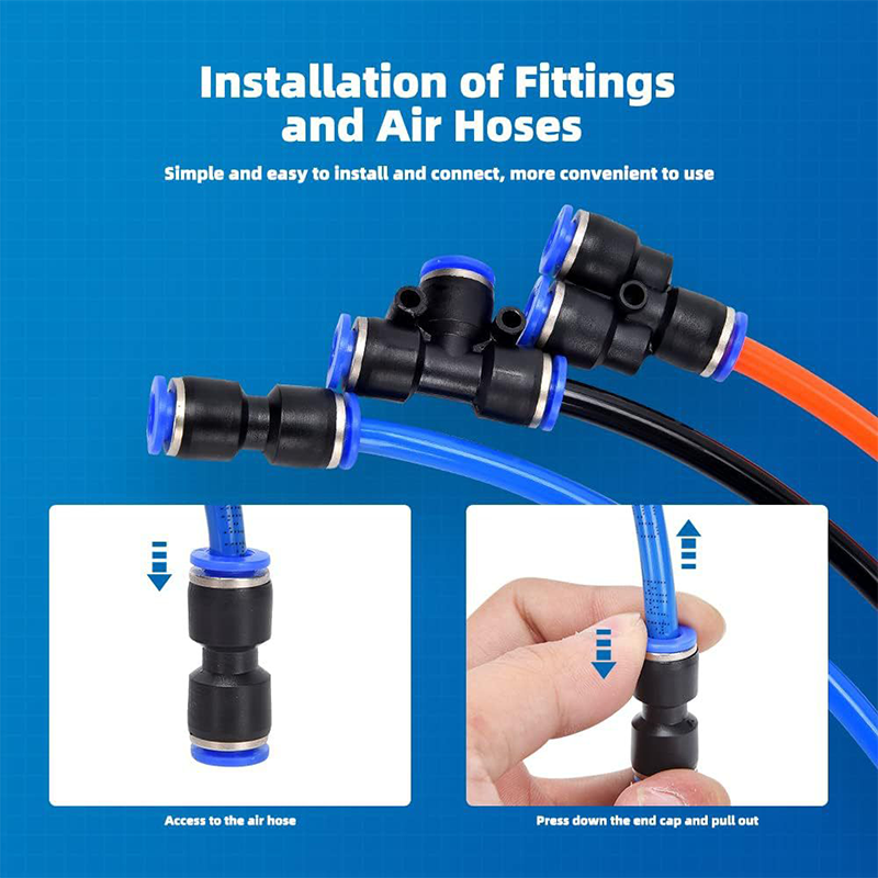 Pneumatic Push-to-Connect Air Hose Fittings Kit 1/4 Inch