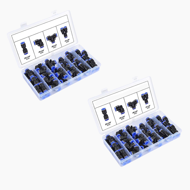 Pneumatic Push-to-Connect Air Hose Fittings Kit 1/4 Inch