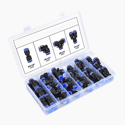 Pneumatic Push-to-Connect Air Hose Fittings Kit 1/4 Inch