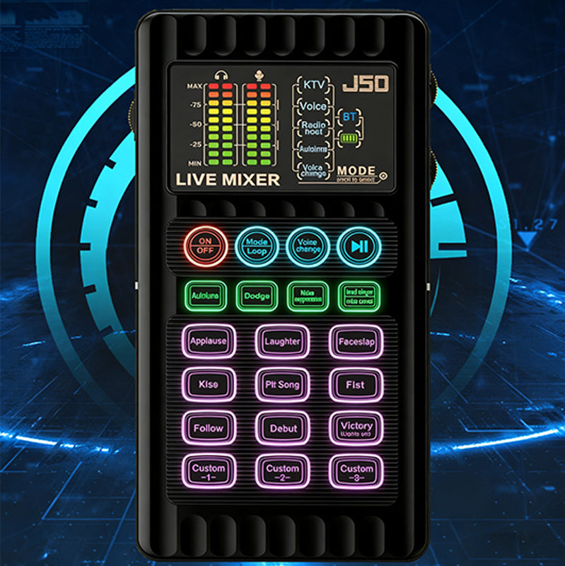 Portable Handheld Live Sound Card with Voice Changer and Noise Cancellation