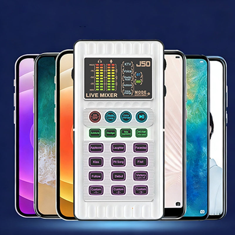 Portable Handheld Live Sound Card with Voice Changer and Noise Cancellation