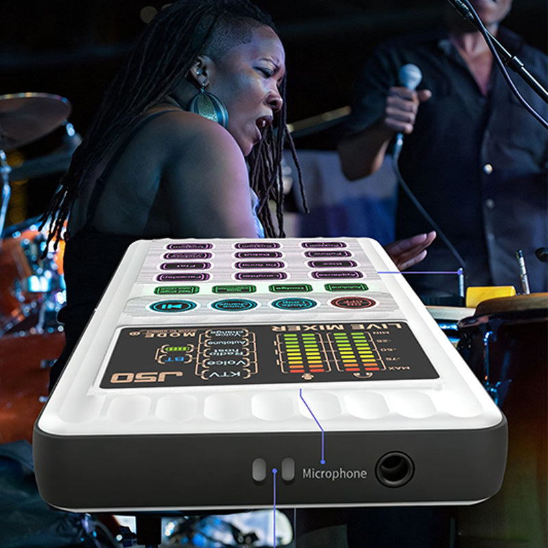 Portable Handheld Live Sound Card with Voice Changer and Noise Cancellation