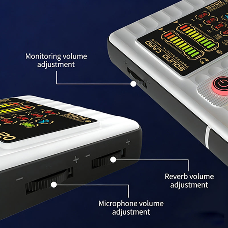 Portable Handheld Live Sound Card with Voice Changer and Noise Cancellation