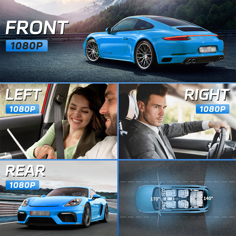 4-Channel HD Dash Cam with Night Vision and 5G Wi-Fi