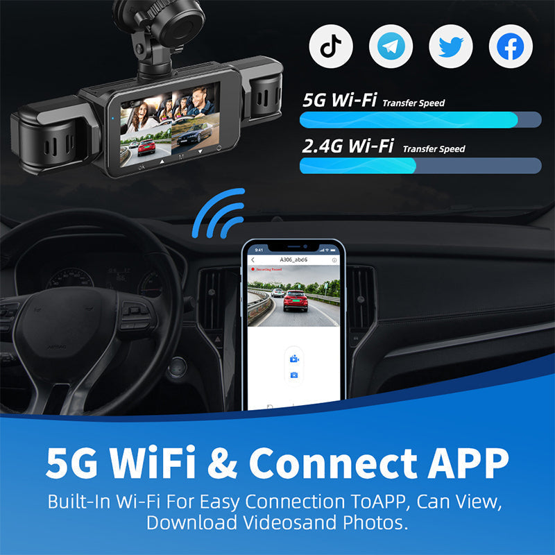4-Channel HD Dash Cam with Night Vision and 5G Wi-Fi