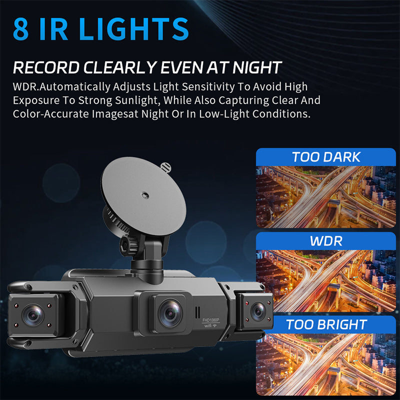 4-Channel HD Dash Cam with Night Vision and 5G Wi-Fi