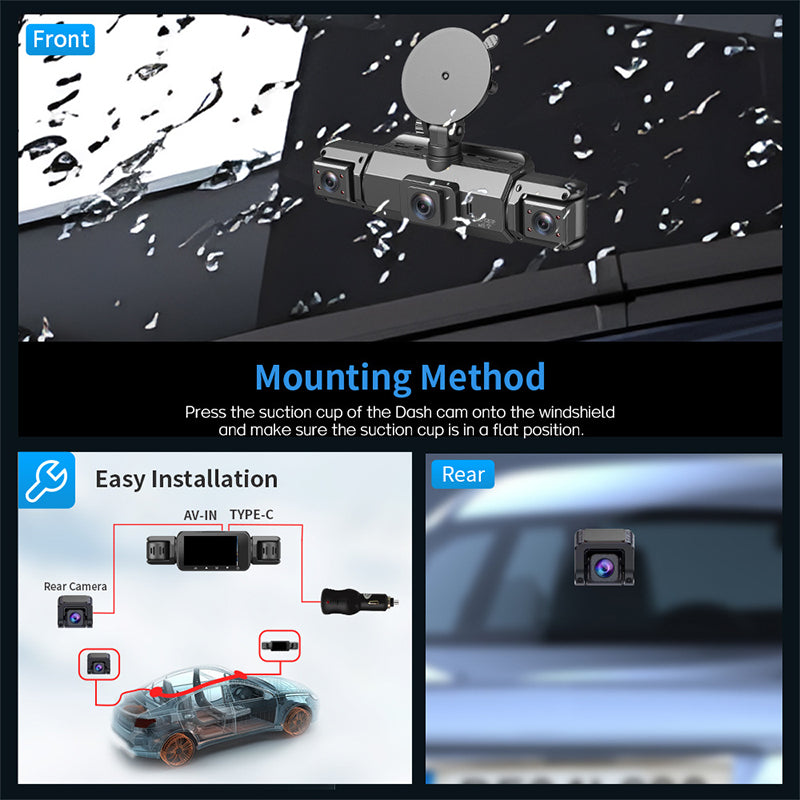 4-Channel HD Dash Cam with Night Vision and 5G Wi-Fi