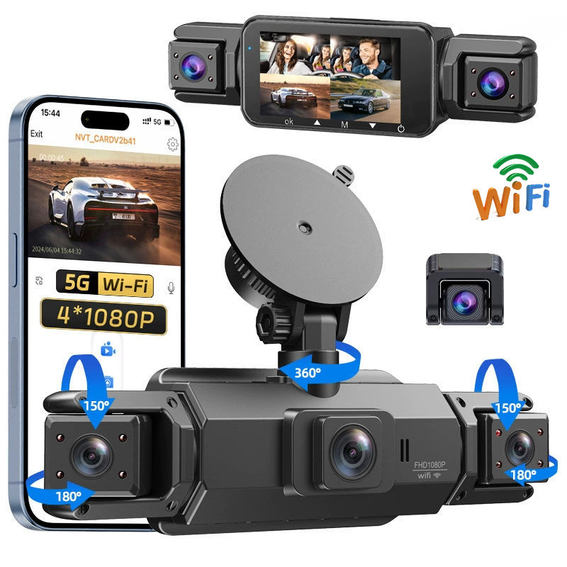 4-Channel HD Dash Cam with Night Vision and 5G Wi-Fi
