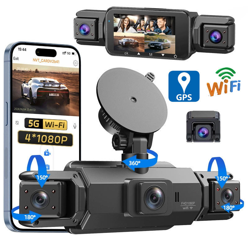 4-Channel HD Dash Cam with Night Vision and 5G Wi-Fi
