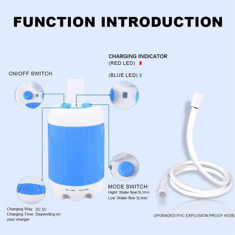Portable Camping Shower with Rechargeable Water Pump