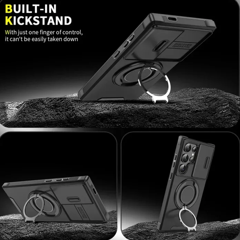3-in-1 Magnetic Stand Case for Samsung with Camera Cover