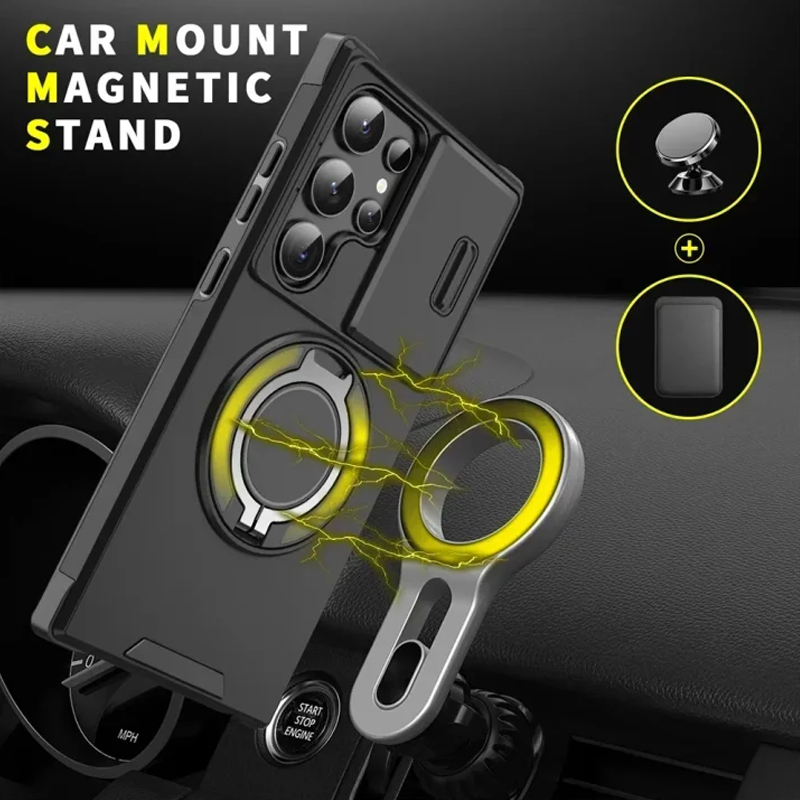 3-in-1 Magnetic Stand Case for Samsung with Camera Cover