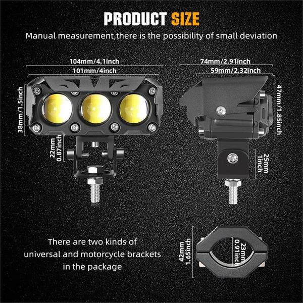 Motorcycle Dual-Beam LED Driving Lights 10.2 cm 4500 Lumens