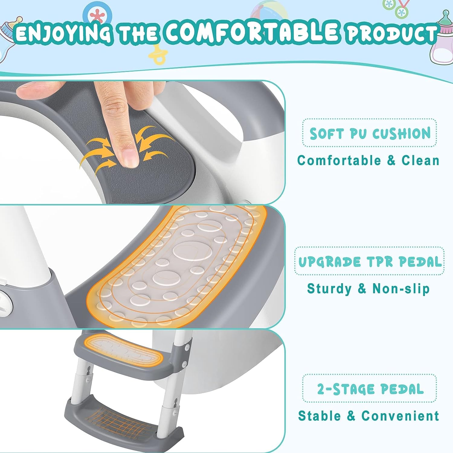 Kids' Potty Training Toilet Seat with Ladder