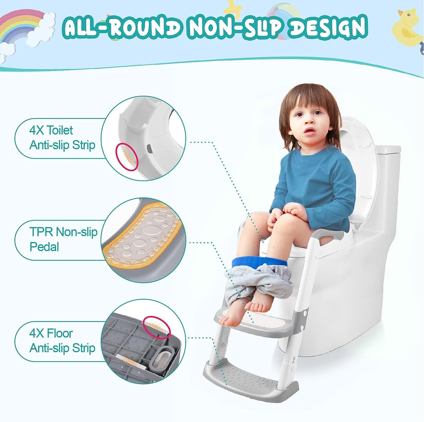 Kids' Potty Training Toilet Seat with Ladder