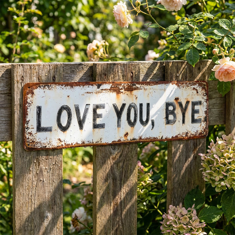 Stainless Steel Love You Bye Distressed Wall Sign