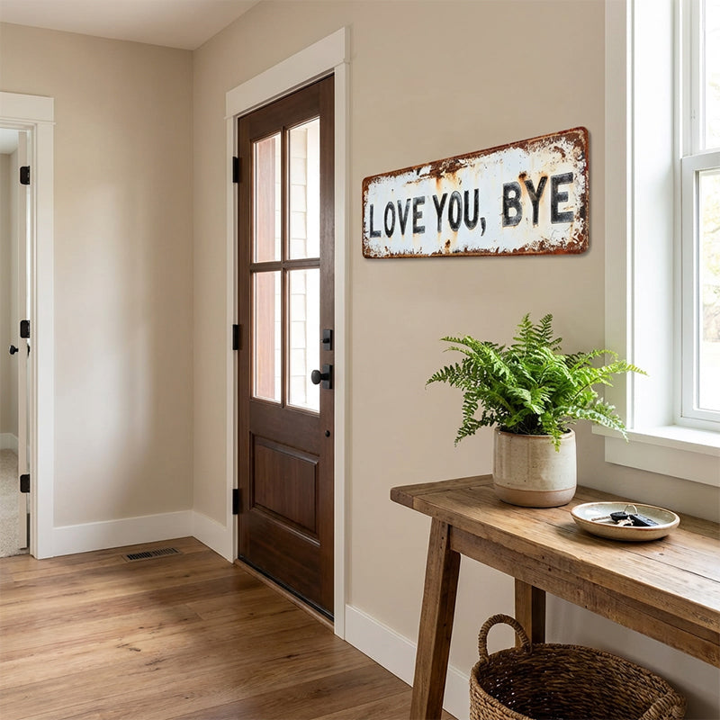 Stainless Steel Love You Bye Distressed Wall Sign