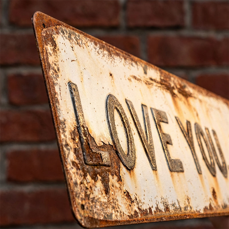 Stainless Steel Love You Bye Distressed Wall Sign