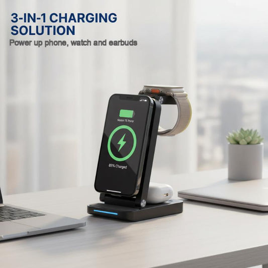 3-in-1 Foldable Magnetic Wireless Charging Station