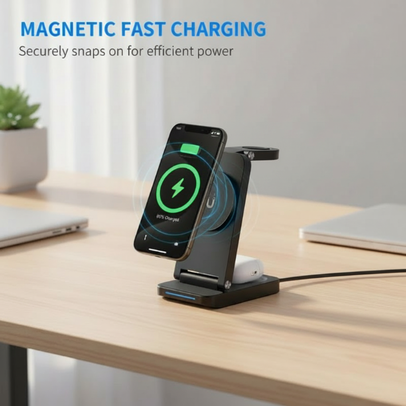 3-in-1 Foldable Magnetic Wireless Charging Station