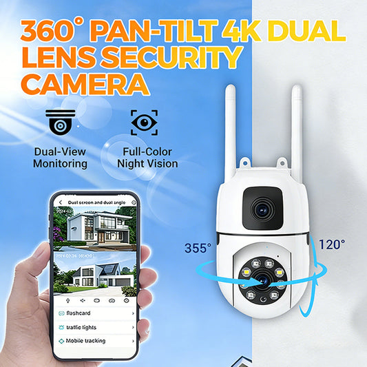 360° Pan & Tilt 4K Dual Lens Outdoor Security Camera