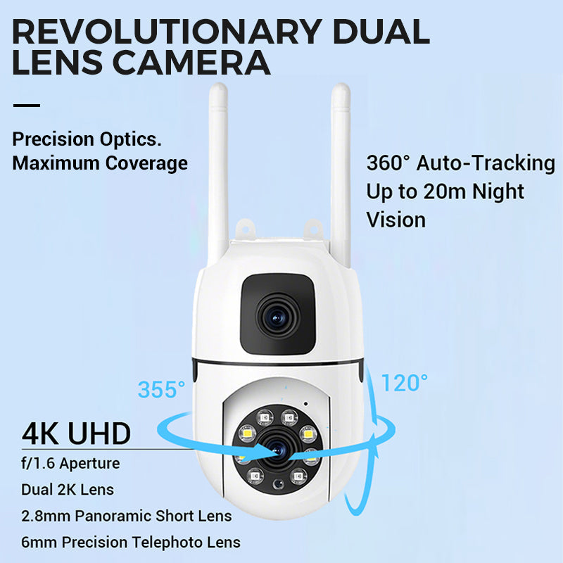 360° Pan & Tilt 4K Dual Lens Outdoor Security Camera